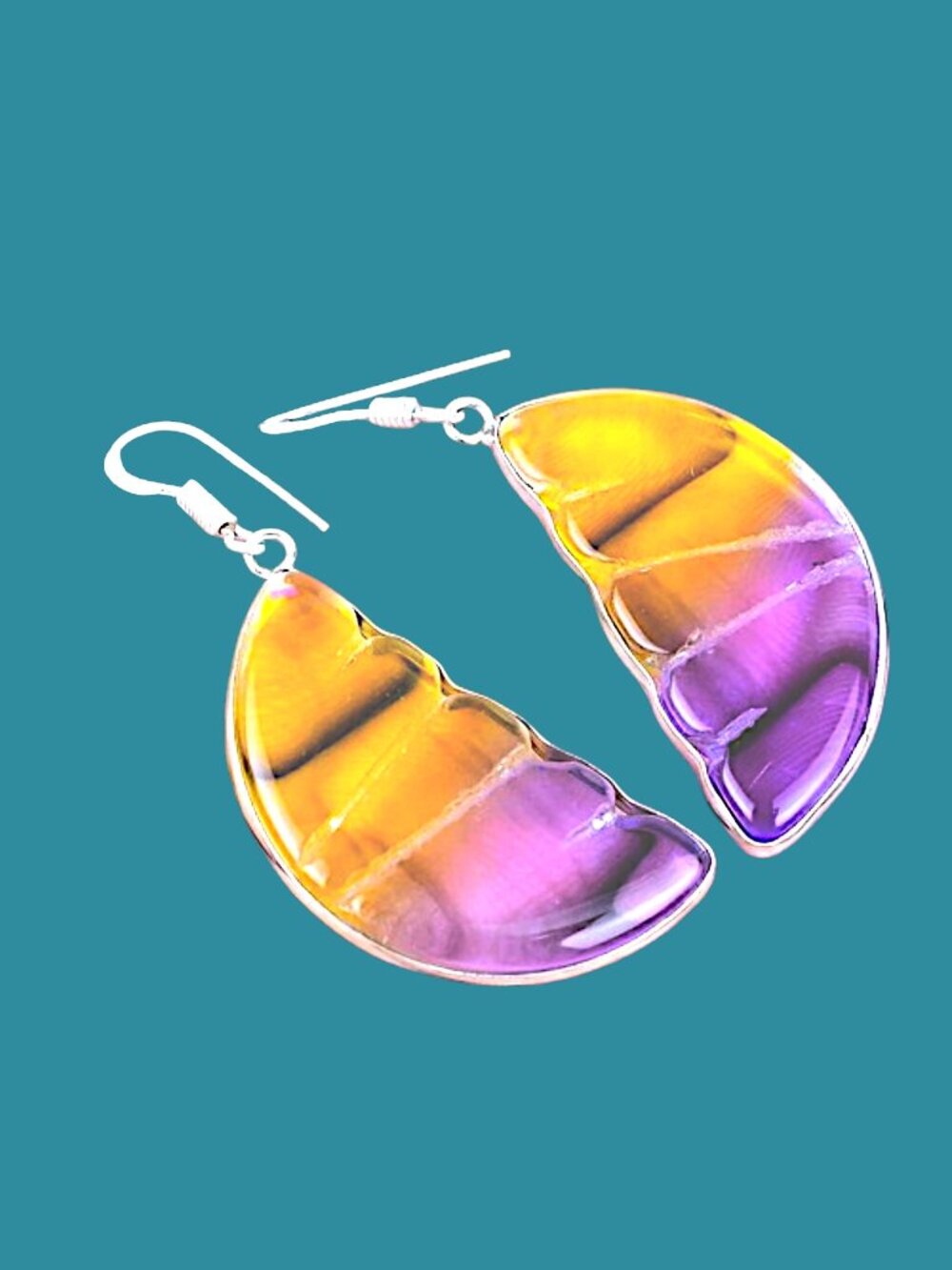 Bi-Color Tourmaline 925 Silver Plated Handmade Earrings of 2.09"